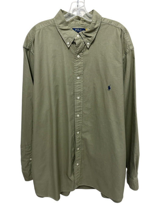 Polo Ralph Lauren Size 2XB Green Cotton Button Down Men's Long Sleeve Shirt Green / 2XB