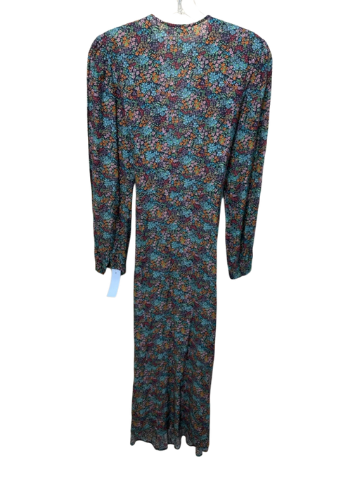 Doen Size S Navy & Multi Cotton & Viscose Long Sleeve Floral Tie Waist Dress Navy & Multi / S