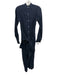 Ann Mashburn Size XS Navy Blue Linen Long Sleeve Button Front Waist Wrap Dress Navy Blue / XS