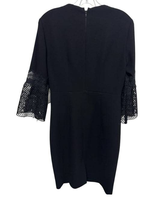 Elie Tahari Size 4 Black Triacetate & Polyester 3/4 Bell Sleeve V Neck Dress Black / 4