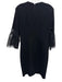 Elie Tahari Size 4 Black Triacetate & Polyester 3/4 Bell Sleeve V Neck Dress Black / 4