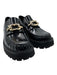 Ferragamo Shoe Size 9 Black Patent Leather Square Toe Gold detail Loafers Black / 9