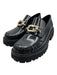 Ferragamo Shoe Size 9 Black Patent Leather Square Toe Gold detail Loafers Black / 9