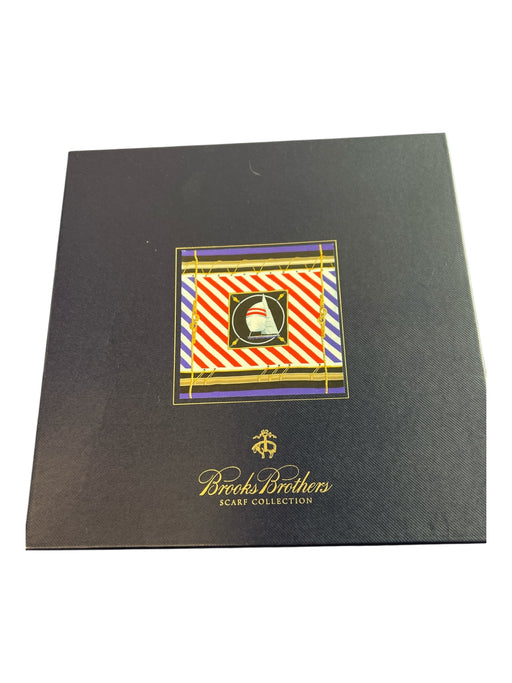 Brooks Brothers Red, White & Multi Silk Box Inc. Nautical Square scarf Red, White & Multi / Large