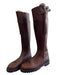 Frye Shoe Size 8.5 Brown Leather Side Zip Almond Toe Knee High Boots Brown / 8.5