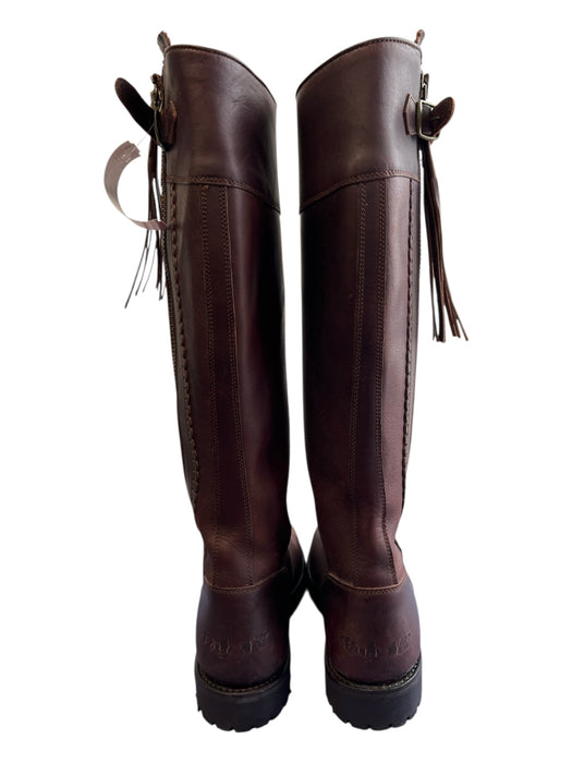 Frye Shoe Size 8.5 Brown Leather Side Zip Almond Toe Knee High Boots Brown / 8.5