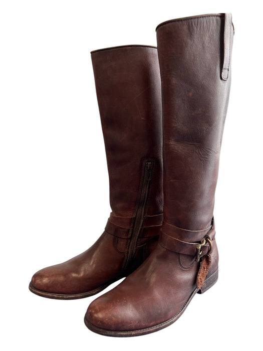 Really Wild Shoe Size 39 Brown Leather Side Zip Tassel Knee High Round Toe Boots Brown / 39