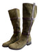 Frye Shoe Size 8 Green & Brown Suede & Leather Almond Toe Side Zip Boots Green & Brown / 8