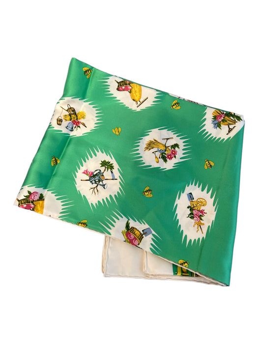 Pierre Deux Green, Yellow & Multicolor Silk Bee Motif Square scarf Green, Yellow & Multicolor / Large