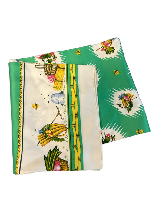Pierre Deux Green, Yellow & Multicolor Silk Bee Motif Square scarf Green, Yellow & Multicolor / Large