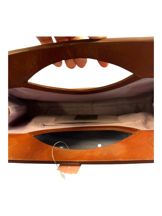 Hobo Brown Leather Clutch Magnetic Interior Zip Pocket Bag Brown / Small