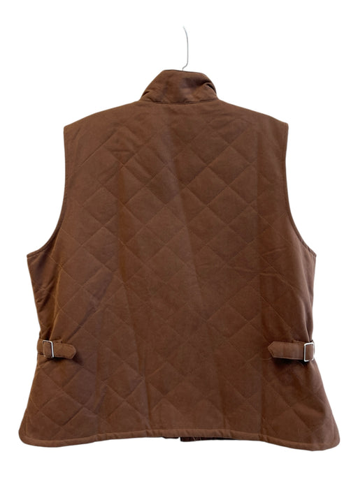 Orvis Size Large Brown Polyester Front Zip Quilted Pattern Pockets Vest Brown / Large