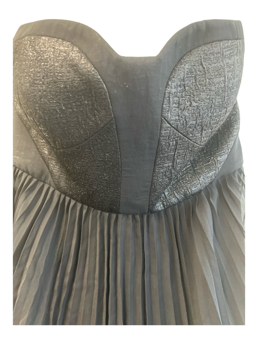 4.collective Size 6 Black Polyester Strapless Pleated Lined boning Dress Black / 6