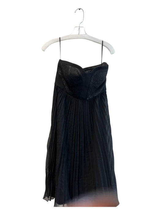 4.collective Size 6 Black Polyester Strapless Pleated Lined boning Dress Black / 6