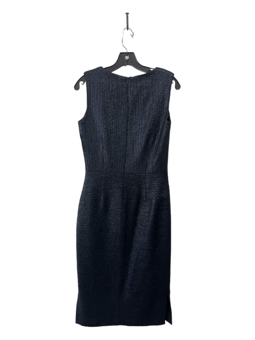 Lagi Nadeau Size 4 Navy Blue Acrylic & Wool Tweed Sleeveless Midi Sheath Dress Navy Blue / 4