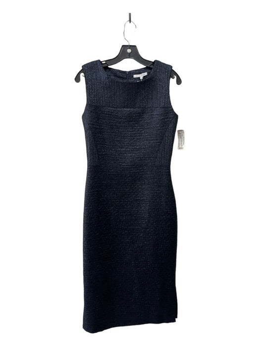 Lagi Nadeau Size 4 Navy Blue Acrylic & Wool Tweed Sleeveless Midi Sheath Dress Navy Blue / 4