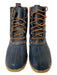 LL Bean Shoe Size 8 Navy Blue Leather & Rubber Contrast Stitch Laces Boots Navy Blue / 8