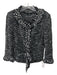 St John Size 6 Black & White Wool Blend Boucle Speckled Ruffle Trim Jacket Black & White / 6