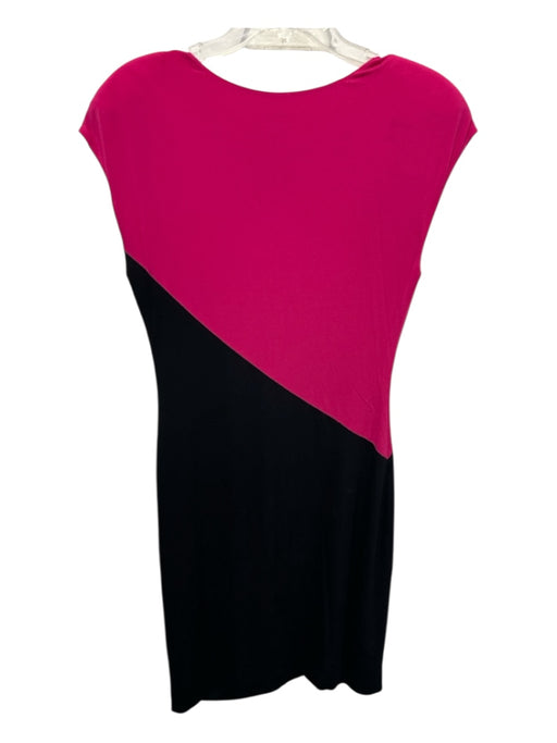 Escada Size 36/S Black & Pink Viscose Blend Colorblock Gathered Below knee Dress Black & Pink / 36/S