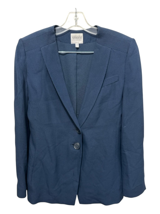 Armani Collezioni Size 4/6 Navy Blue Viscose Blend Waffle Mid Rise Pant Set Navy Blue / 4/6