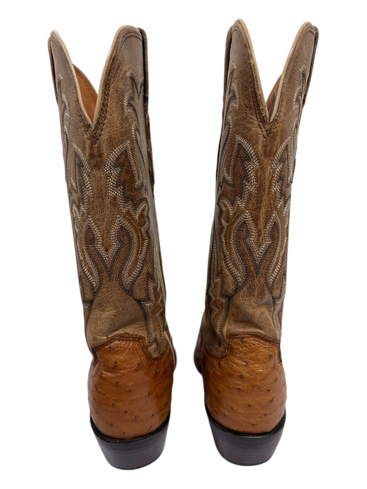 Lucchese Shoe Size 10 Brown Ostrich Leather Cowboy Square Toe Stacked Heel Boots Brown / 10