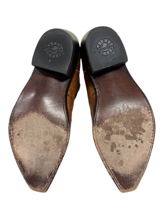 Lucchese Shoe Size 10 Brown Ostrich Leather Cowboy Square Toe Stacked Heel Boots Brown / 10