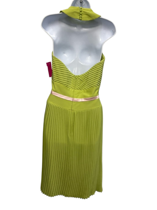 Escada Size 38 Lime Green Polyester Blend Accordian Vintage Dress Lime Green / 38