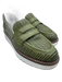 Rex Fifth Avenue Shoe Size 39 Olive Green Leather Laser Cut Penny Loafers Olive Green / 39