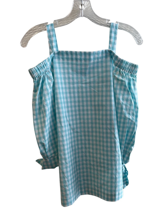 Tyler Boe Size XS Aqua & White Cotton Cold Shoulder Gingham Half Sleeve Top Aqua & White / XS
