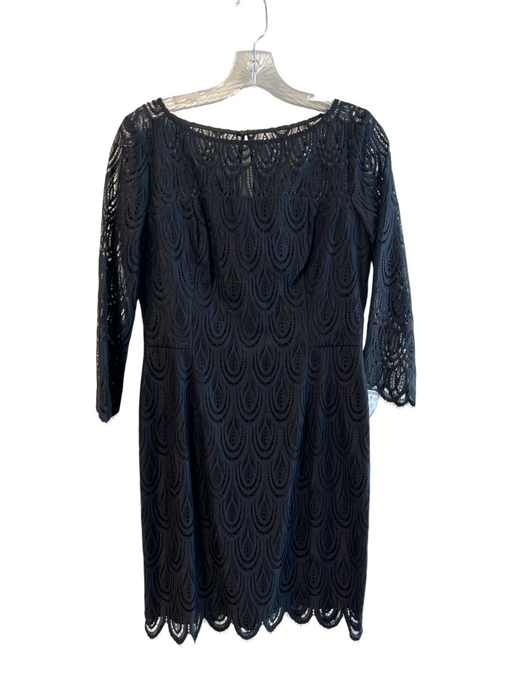 Lily Pulitzer Size 6 Black Nylon Blend Long Sleeve Lace Overlay Back Zip Dress Black / 6