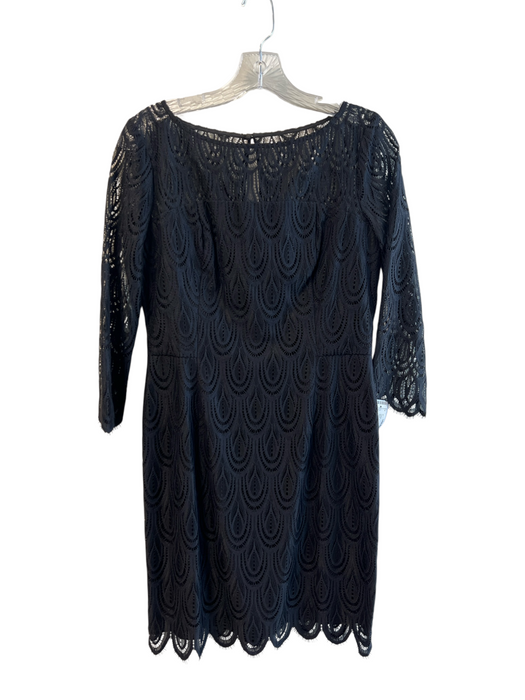 Lily Pulitzer Size 6 Black Nylon Blend Long Sleeve Lace Overlay Back Zip Dress Black / 6
