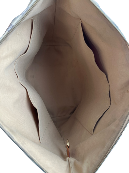 Louis Vuitton Blue & Beige Leather Trim Canvas Checkered Side Pocket Bag Blue & Beige / L