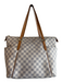 Louis Vuitton Blue & Beige Leather Trim Canvas Checkered Side Pocket Bag Blue & Beige / L
