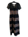 Kay Unger Size 4 Black & Beige Nylon Lace Overlay Short Sleeve Long Dress Black & Beige / 4