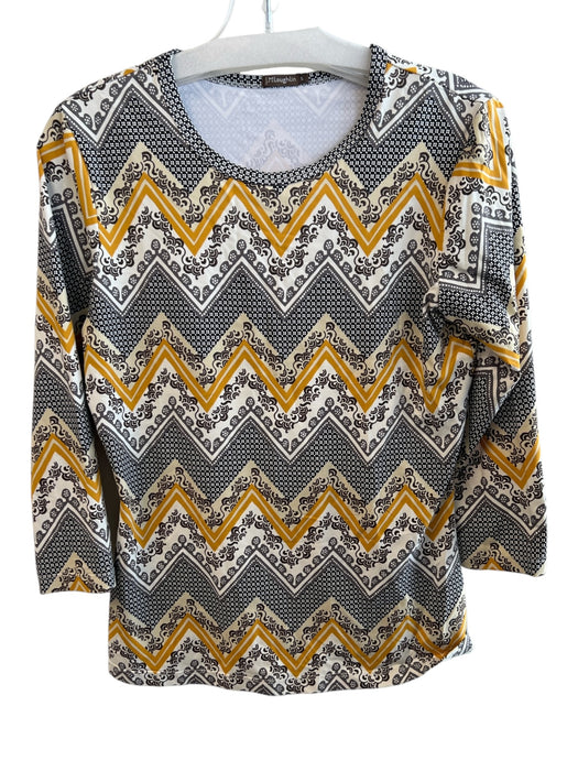 J Mclaughlin Size Small White, Gray & Gold Nylon Blend Round Neck Top White, Gray & Gold / Small