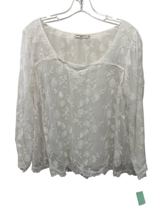 Mes Demoiselles Size 36 White Missing Fabric Tag Long Sleeve Embroidery Top White / 36
