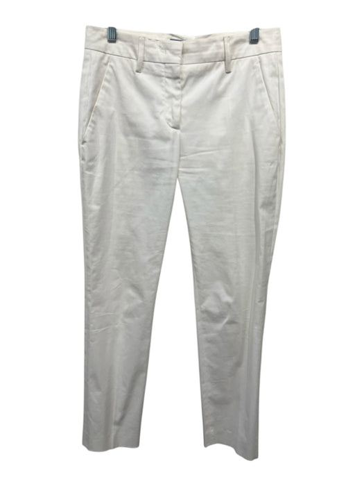 Prada Size 38 White Cotton Solid Mid Rise Trouser Pants White / 38