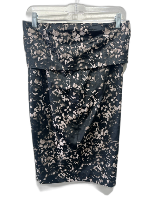 Donna Karan Size 6 Beige & Black Polyester Blend Elastic Waistband Midi Skirt Beige & Black / 6