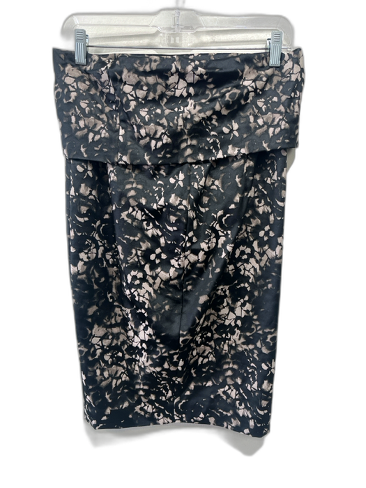 Donna Karan Size 6 Beige & Black Polyester Blend Elastic Waistband Midi Skirt Beige & Black / 6