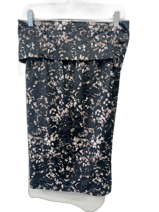 Donna Karan Size 6 Beige & Black Polyester Blend Elastic Waistband Midi Skirt Beige & Black / 6