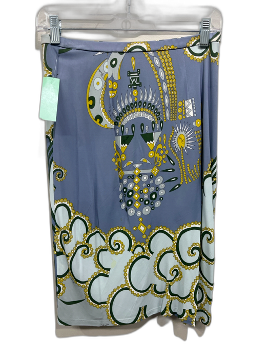 Emilio Pucci Size 4 Blue, Yellow & Green Viscose Elastic Waistband Skirt Blue, Yellow & Green / 4