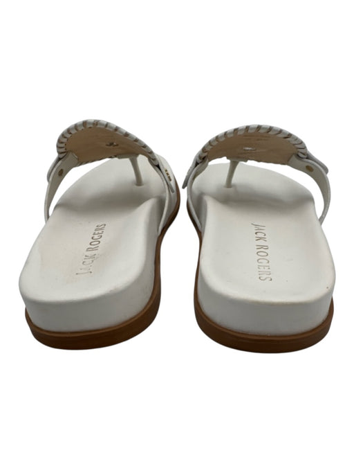 Jack Rogers Shoe Size 7 White Leather Whipstitching Thong Strap Sandals White / 7