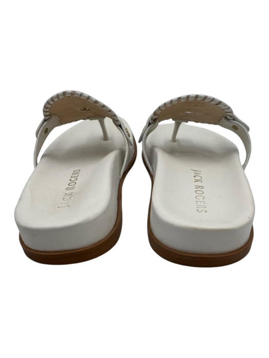 Jack Rogers Shoe Size 7 White Leather Whipstitching Thong Strap Sandals White / 7
