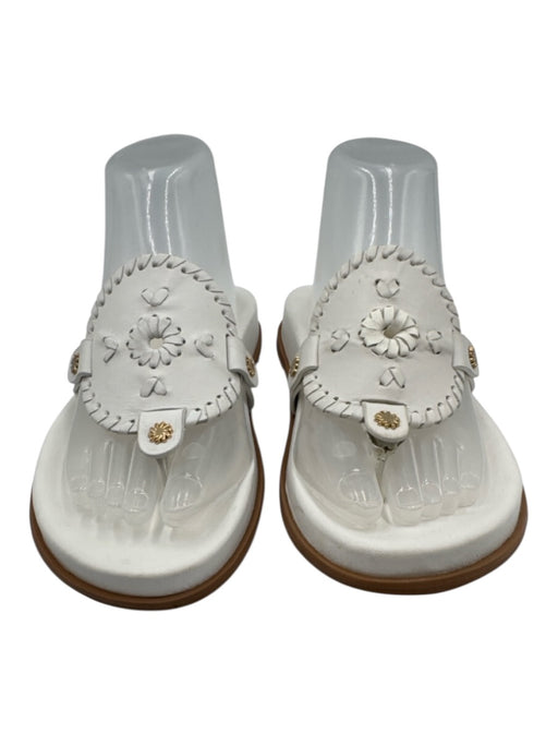Jack Rogers Shoe Size 7 White Leather Whipstitching Thong Strap Sandals White / 7