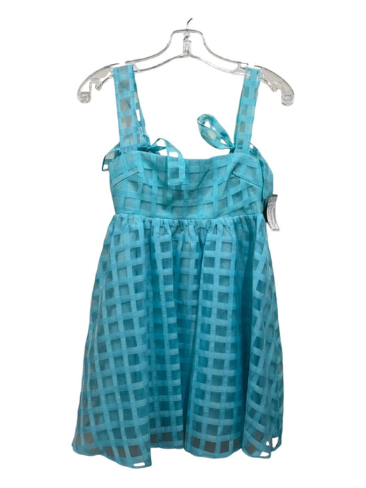 Amanda Uprichard Size XS Baby Blue Polyester Overlay Grid Back Zip Dress Baby Blue / XS