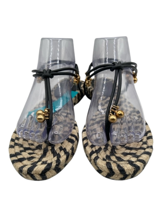 Altuzarra Shoe Size 39 Black, Gold & Cream Leather Gold hardware Thong Sandals Black, Gold & Cream / 39
