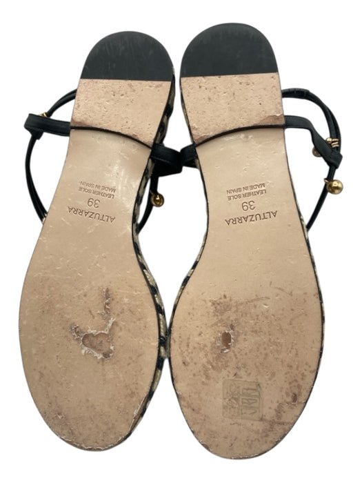 Altuzarra Shoe Size 39 Black, Gold & Cream Leather Gold hardware Thong Sandals Black, Gold & Cream / 39