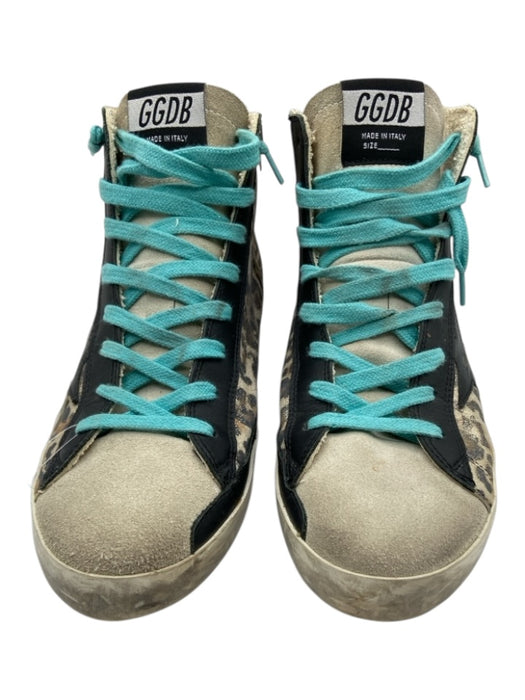 Golden Goose Shoe Size 40 Black, Gray & Turquoise Leather Suede Star Sneakers Black, Gray & Turquoise / 40
