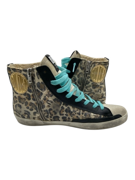 Golden Goose Shoe Size 40 Black, Gray & Turquoise Leather Suede Star Sneakers Black, Gray & Turquoise / 40