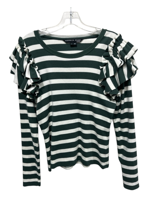 Veronica Beard Jeans Size M Dark Green & White Print Pima Cotton longsleeve Top Dark Green & White Print / M